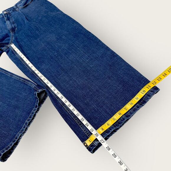 Banana Republic Wide Leg Crop High Rise Blue Jeans Pleated Women Size 33/16 Tall - Picture 11 of 12